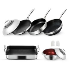 酷客思 IH 第七代 陶瓷 黑色限定版 平底鍋 7件組, 1組, 混色, 28公分平底鍋, 28公分炒鍋, 28公分深炒鍋, 30公分方形多功能鍋, 22公分燉鍋, 22公分鍋蓋, 28公分鍋蓋, 矽膠手柄