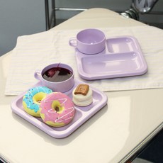 Awakensense 馬卡龍迷你早午餐餐盤 + 迷你杯組, 丁香紫色, 2套