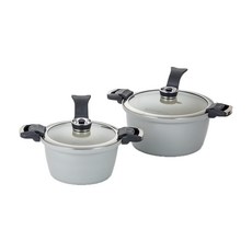 LAMPCOOK IH感應雙耳陶瓷塗層真空壓力鍋 2件組, 灰色, 雙耳湯鍋20cm+雙耳湯鍋24cm