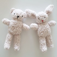 nalalamrskkang 夢熊熊 + 夢兔兔 DIY 娃娃製作 縫紉材料包套組, 夢熊熊奶油色 + 夢兔兔奶油色, 1套