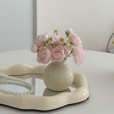 Souplace 迷你陶瓷花瓶人造花套組 S261-0035P, 粉紅色