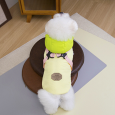 바오스레 반려동물 겨울 따뜻한 패딩조끼 하네스, 파스텔옐로우, 1개