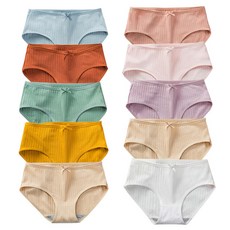 女款日常粉色系棉質內褲 10件組, 混色