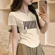 엘쏘 여성용 빅사이즈 날씬한 반팔 티셔츠