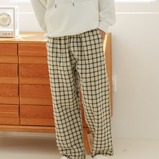 민트코코아 남성용 면체크 9부 파자마 바지