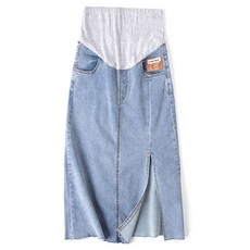 사이드 슬릿 데님 임부 스커트