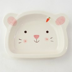 兒童陶瓷動物半月碗, 兔子, 1個