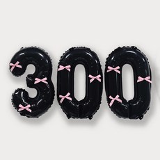 올리브파티 숫자 풍선 + 발레코어 리본 9p 기본 세트, 블랙(숫자풍선300), 핑크(리본), 1세트