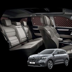 GMZ MOTORS QM6專用遮陽簾 車宿窗簾 絎縫皮革罩 7件組, 紅色, 1套