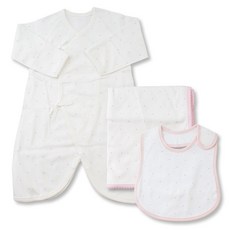 babybear 新生兒心形點點蝴蝶衣+心形點點圍兜+心形點點包巾