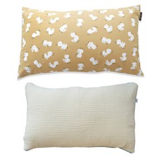 꿈꾸는두부 유아용 패턴디자인 + 삼중거즈 배게세트 솜포함, E(오리의나들이, 옐로우)