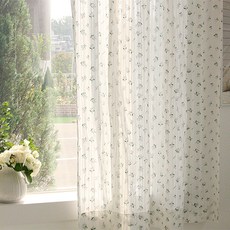 ANDCOTTON 花卉小窗遮光窗簾 Dev Flower, 白色