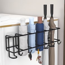 Bonaraon 鐵製壁掛式雨傘架 大型 6掛鉤, 1個, 01 黑色