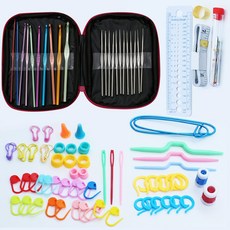 針織鉤針工具包 100件組, 黑色（小袋）, 1套