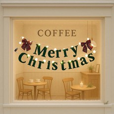 P&B UNITY 聖誕快樂文字拉旗組 燈泡款, 08)格紋緞帶 全綠色 燈泡款, 1套