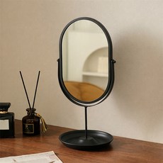 미르노아 트레이겸용 인테리어 메탈릭 탁상거울 927 MMM3387, 블랙