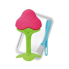 Ange 草莓造型固齒器(附收納盒及矽膠鍊夾), 3個月以上, 草莓+矽膠鍊夾(隨機出貨)