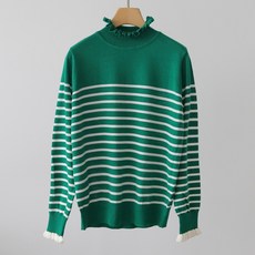 제니트 여성용 기본핏 하프넥 프릴 포인트 유진프반폴 단가라 니트 n2180