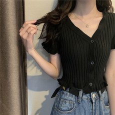 PEONIST 女款可愛短版短袖針織開襟衫
