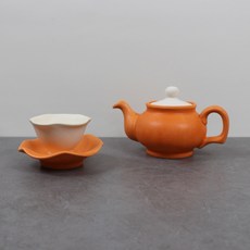 달소금 전통 주전자 찻잔 미니다기 1인 세트, 오렌지, 1세트, 주전자 + 찻잔 + 찻잔받침