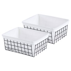 Meo 家用廚房多用途鐵網收納整理籃 + 內襯組, 黑色(籃子), 2套