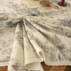 ANDCOTTON 復古Harrods扭結蕾絲桌布, 象牙白, 長方形4人(130 x 180 cm)