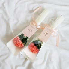 아스파시아 메시지 2p + 조화 플르 카네이션 한송이 비누 꽃다발 2p 세트 반드시 오고야 말 행복, 오렌지, 2개