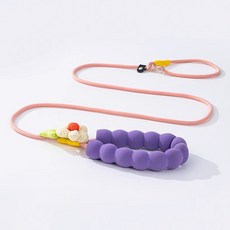 파스텔펫 강아지 폼폼 플라워 목줄 리드줄, 핑크, 1개