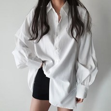 MarketA 女款緞面泡泡袖襯衫