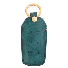 모런 제네시스 G70 / GV70 / G80 / GV80 / 동일모양 6버튼 가죽 스마트 키케이스 026B, 오션블루(키케이스), 골드(고리)