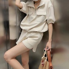 immong 女款Kella大口袋翻領短袖上下套裝
