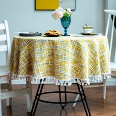 圓形圖案餐墊, 黃色, S