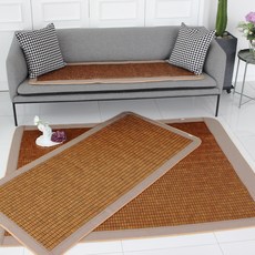 LEENDECO 涼感碳化邊框麻將涼蓆 單人, 竹