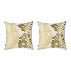 樹葉圖案靠枕套 2入