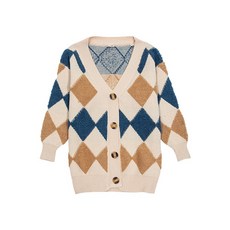 여아용 체크 다이아 롱 니트 가디건 CCV74GNT302