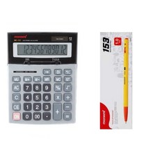 모나미 계산기 MC-151 + 153 볼펜 1.0 12p, 레드(볼펜) + 그레이(계산기), 1개