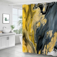 大理石紋浴簾 22黃黑色 180 x 200 cm, 22 Yellow Black, 1個