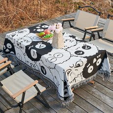 엑스터 감성 에스닉 캠핑 프린지 피크닉 식탁보, 패턴5, 1개, 90 x 90 cm