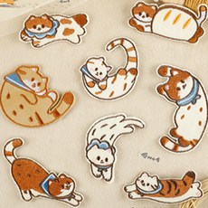 DIY 다꾸 폰꾸 데코용 와펜 스티커 세트 고양이, 混合顏色, 1套