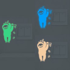 Yessodeco夜光開關室內裝飾貼紙 02 懶懶熊 3件組, 混合顏色