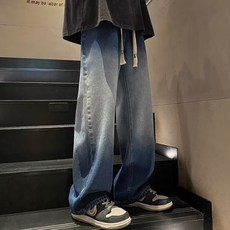 Gudipeu 男款復古抽繩寬版牛仔褲