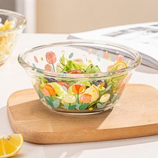 花之國 透明玻璃沙拉優格甜點碗 555ml HJ0920, 鬱金香, 1個