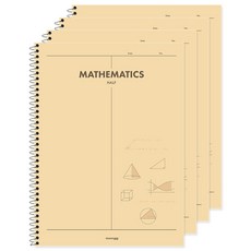 moong9 3000 2分格數學練習本, 4個, 橘色