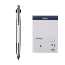 JETSTREAM Prime 多筆 MSXE3-3000 0.7 毫米 + 打孔法律紙 50 張 A5, 銀色（圓珠筆），白色（富貴記事本）, 1套