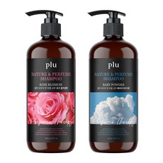 plu 香氛洗髮精 玫瑰花香 1000g+爽身粉香 1000g, 1組
