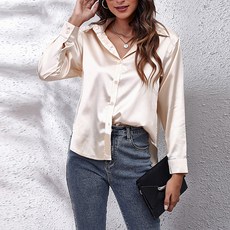 lemon soul 大尺碼亮色緞面長袖襯衫