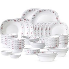 Bacile Bormioli 玫瑰花園 10人份晚餐家用碗盤組 44件組, 9種, 白色