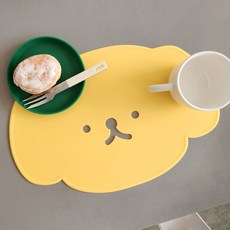 ade.l Punching Puppy 矽膠餐墊, 起司黃, 寬 334mm x 長 222mm x 厚度 1.8mm, 1個