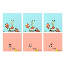 海綿寶寶 LUCALAB 角色便條紙 2款 x 3入 C套組, 蟹老闆 + 派大星, 1套