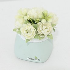 도시정원 미니 피오니 데이지 조화 소품, 크림, 1개